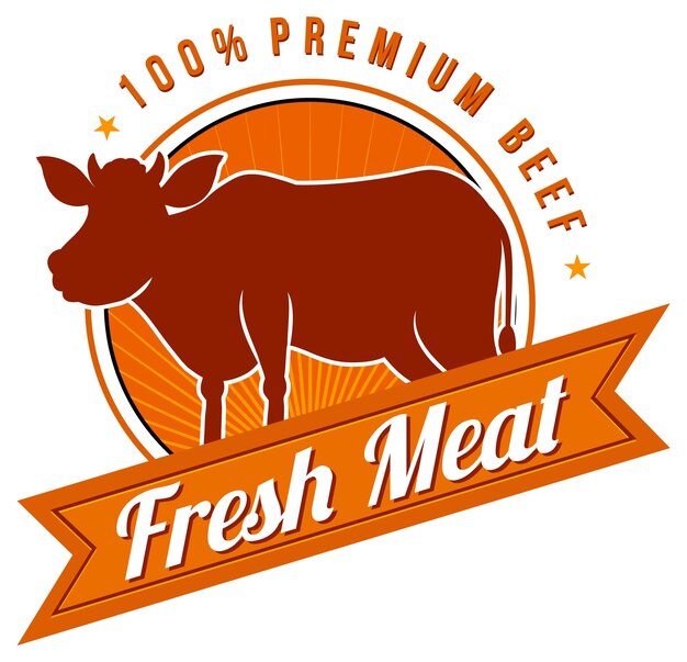 Logotipo de carne de res premium de carne fresca