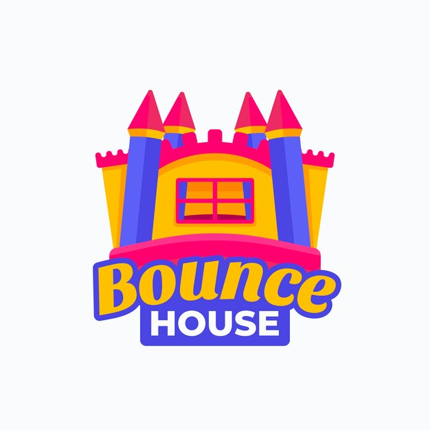 Logotipo de casa de rebote de diseño plano