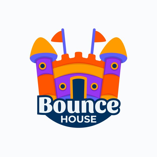 Logotipo de casa de rebote de diseño plano