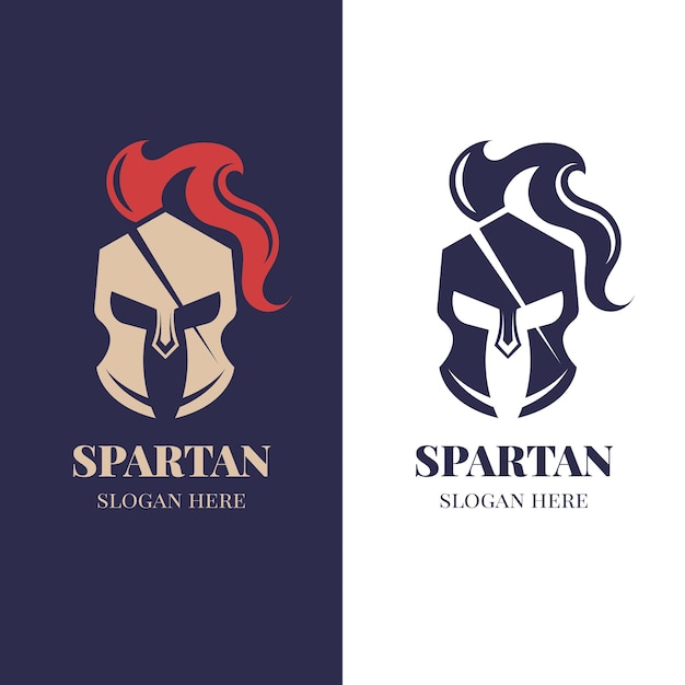 Logotipo de casco espartano de diseño plano