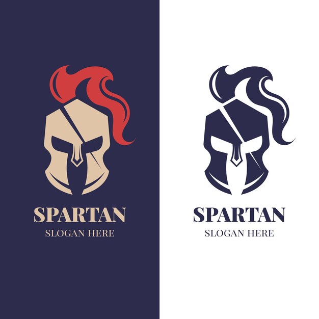 Logotipo de casco espartano de diseño plano
