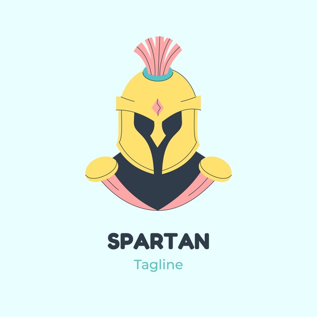 Logotipo de casco espartano de diseño plano