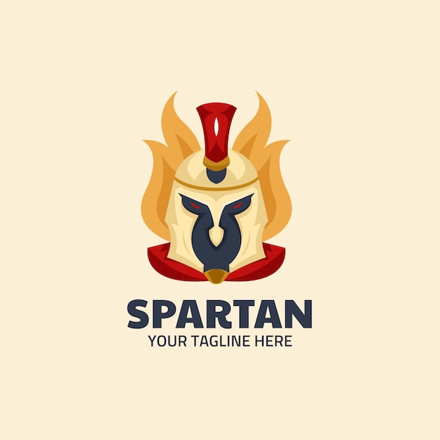 Logotipo de casco espartano de diseño plano