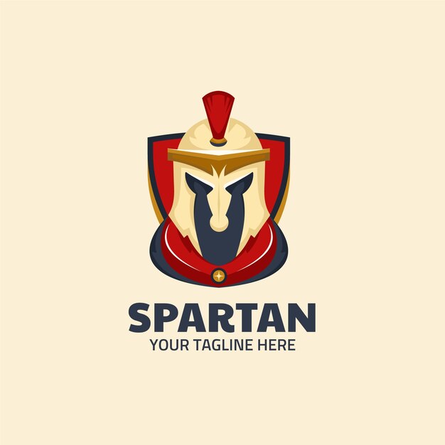 Logotipo de casco espartano de diseño plano