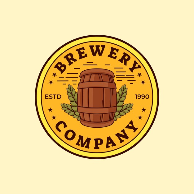 Vector gratuito logotipo de cervecería dibujado a mano