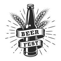 Vector gratuito logotipo de cervecería monocromática vintage