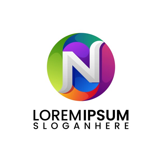 Logotipo del círculo de la letra N