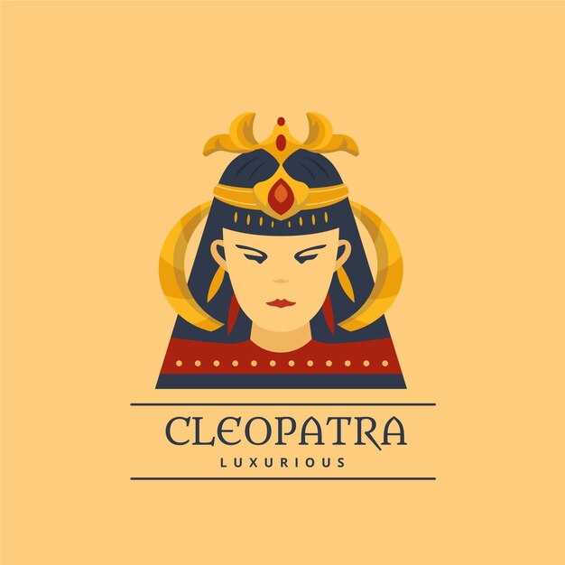 Logotipo de cleopatra de diseño plano
