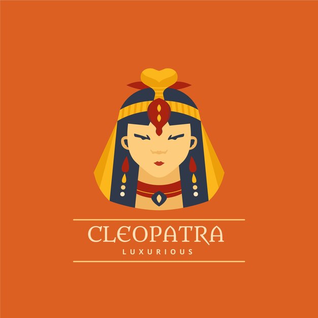 Logotipo de cleopatra de diseño plano