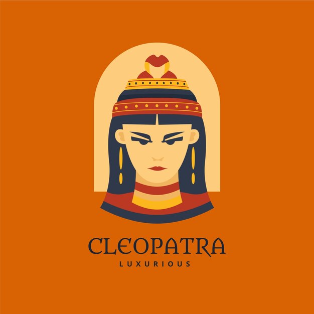 Logotipo de cleopatra de diseño plano