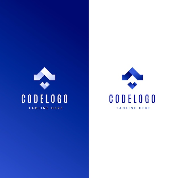 Logotipo de código degradado blanco y azul