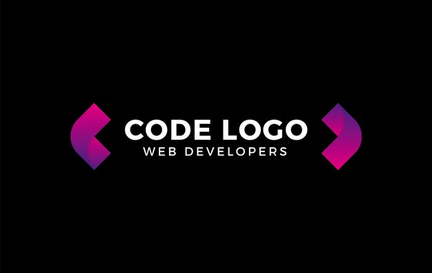 Logotipo de código degradado para desarrolladores web.