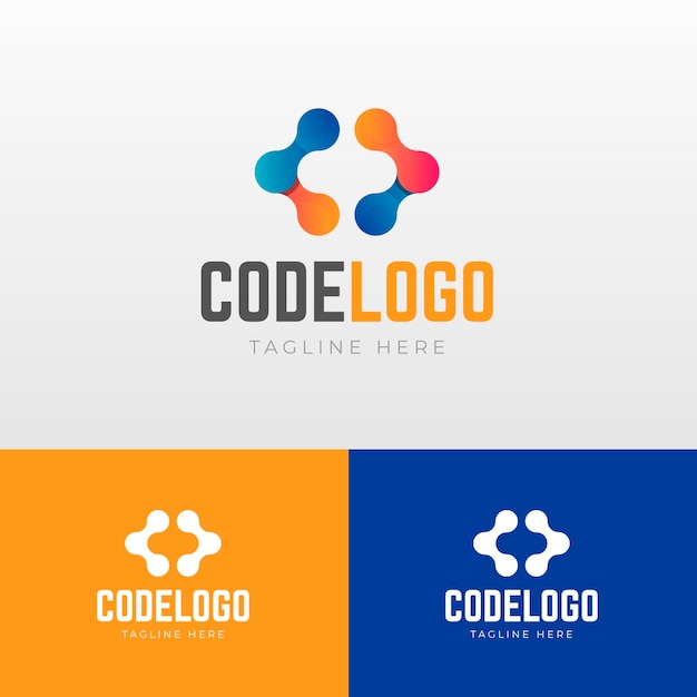 Logotipo de código degradado con lema