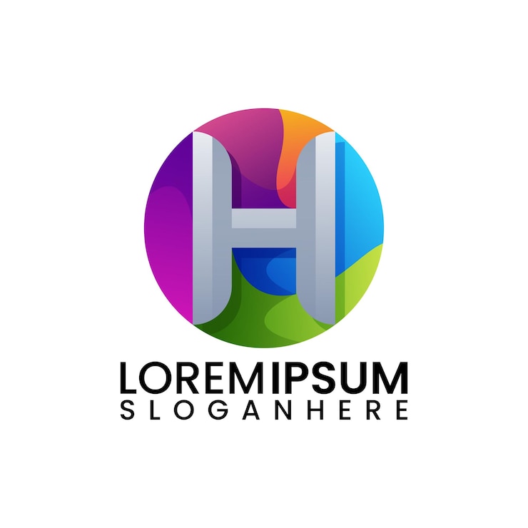 Vector gratuito logotipo colorido del círculo de la letra h