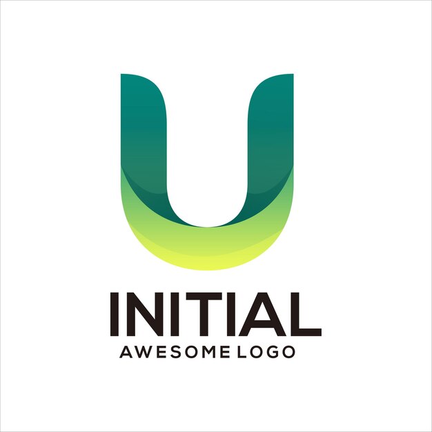 Logotipo colorido degradado inicial de letra U