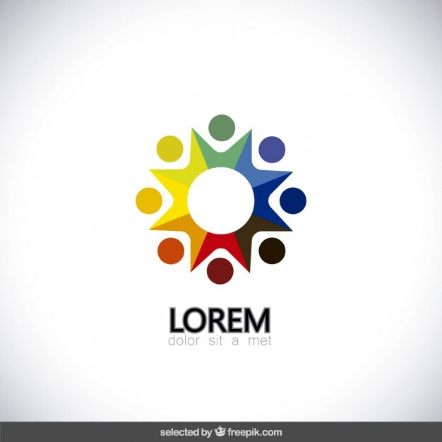 Logotipo colorido de estrellas con círculos