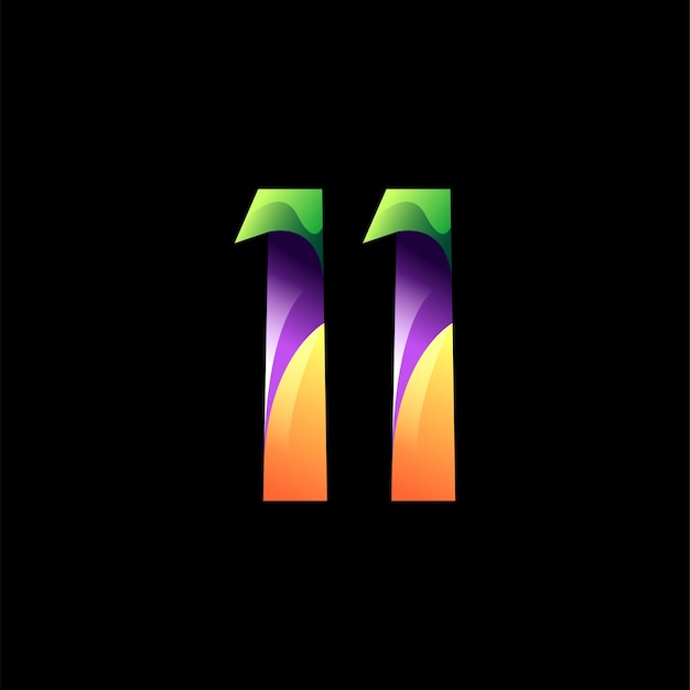 Un logotipo colorido del número 11 con un fondo negro