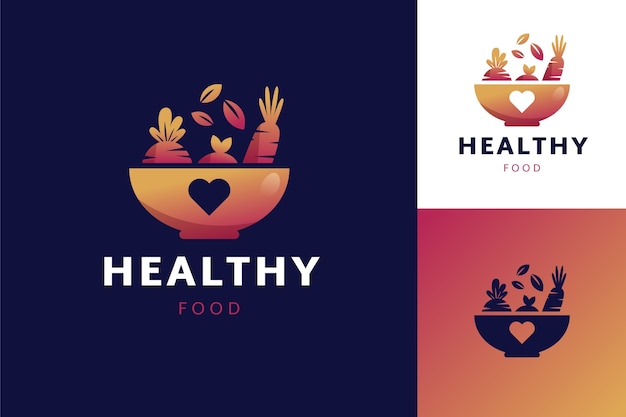 Vector gratuito logotipo de comida saludable degradado