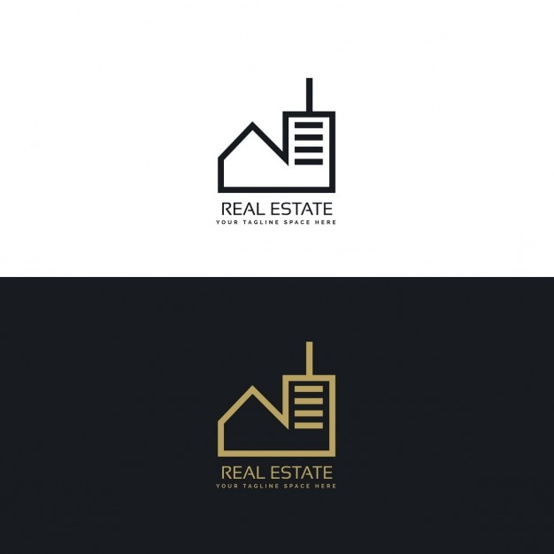 Vector gratuito logotipo construcción negro y dorado