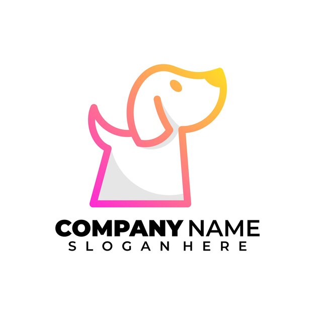 Logotipo de contorno abstracto de perro