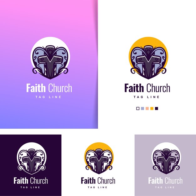 Logotipo de corazón y cruz dibujados a mano