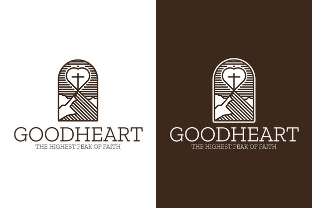 Logotipo de corazón y cruz dibujados a mano
