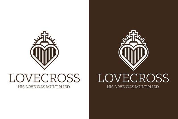 Logotipo de corazón y cruz dibujados a mano