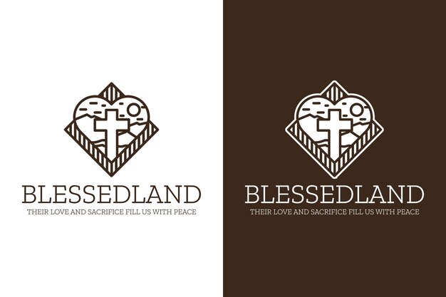 Logotipo de corazón y cruz dibujados a mano