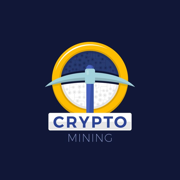 Logotipo de criptominería de diseño plano