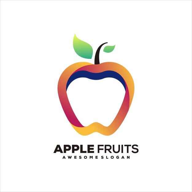 Logotipo degradado de fruta de manzana