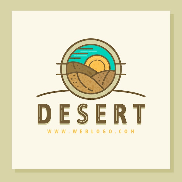 Logotipo del desierto de diseño plano dibujado a mano
