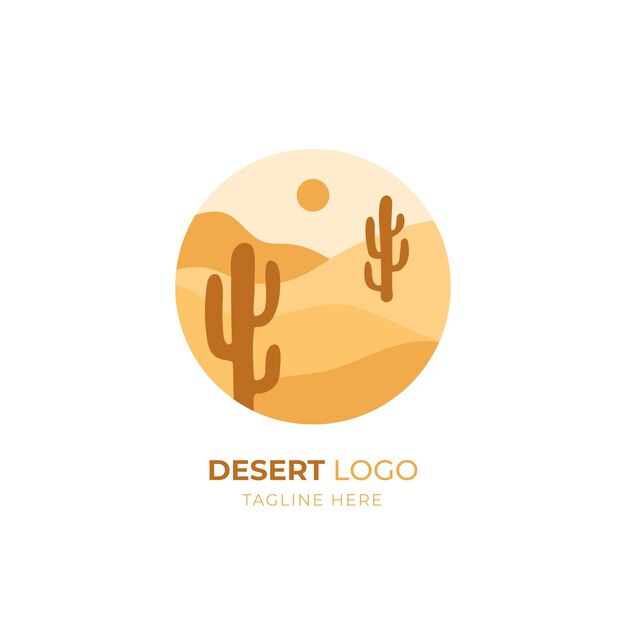 Logotipo del desierto de diseño plano dibujado a mano