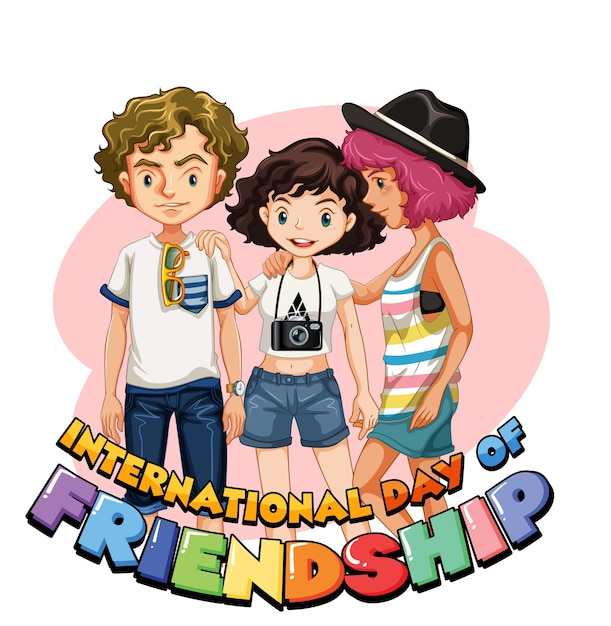 Vector gratuito logotipo del día internacional de la amistad con adolescentes.