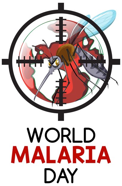 Logotipo del Día Mundial de la Malaria o pancarta con cartel de mosquito