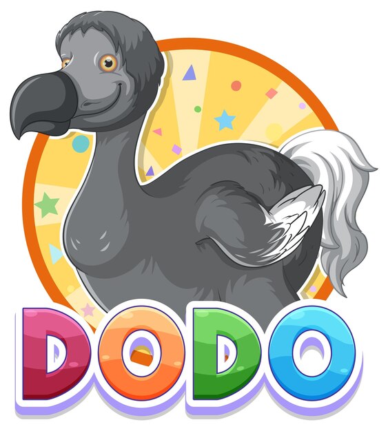 Logotipo de dibujos animados de animales de extinción de aves Dodo
