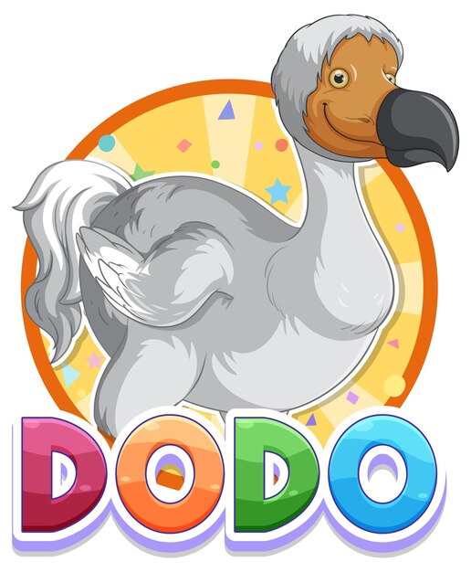 Logotipo de dibujos animados de animales de extinción de aves Dodo