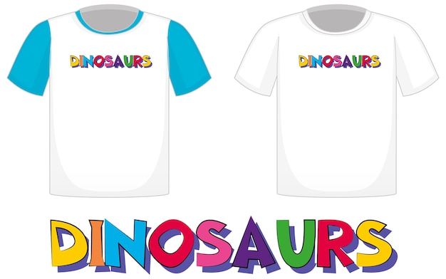 Vector gratuito logotipo de dinosaurios en diferentes camisas blancas aisladas sobre fondo blanco