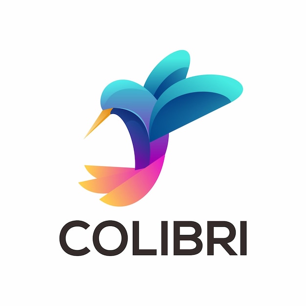 Logotipo de diseño degradado colorido colibri