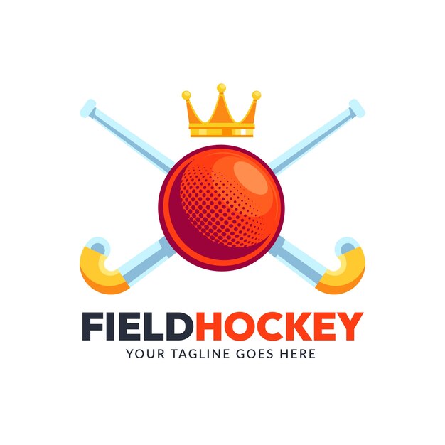 Logotipo de diseño de hockey sobre césped de diseño plano