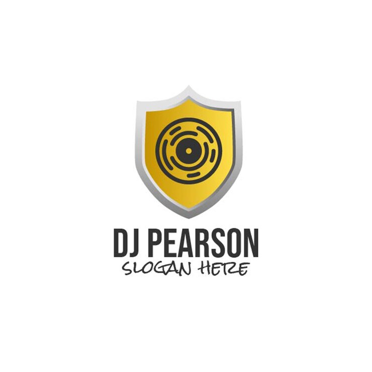 Vector gratuito logotipo de dj pearson dibujado a mano degradado