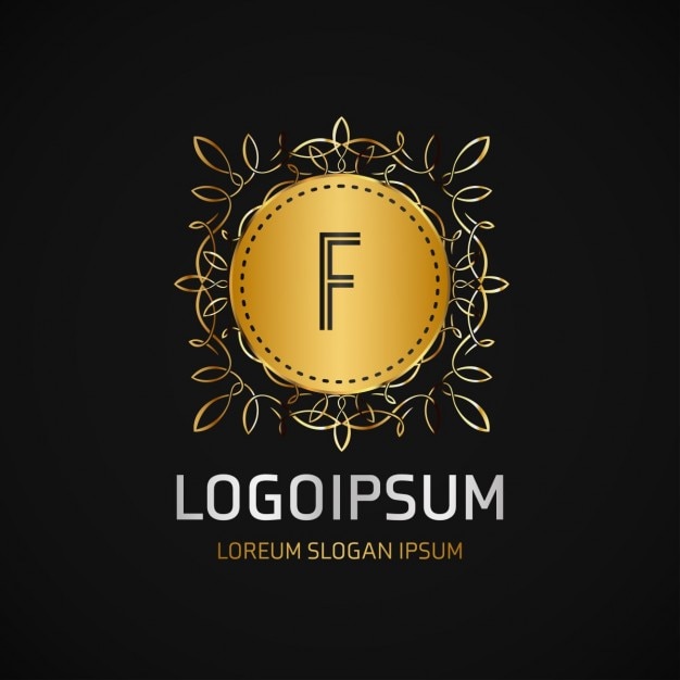 Logotipo dorado con un marco