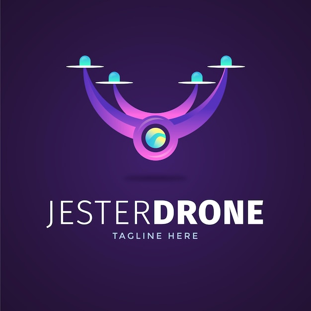 Vector gratuito logotipo de drone degradado creativo