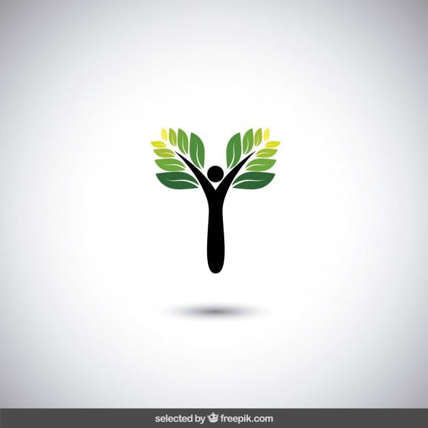 Vector gratuito logotipo eco con árbol abstracto