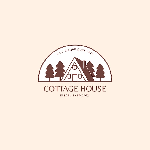 Logotipo de edificio de cabaña dibujado a mano