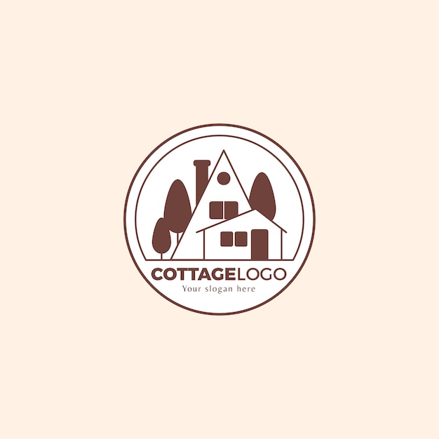 Logotipo de edificio de cabaña dibujado a mano