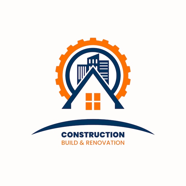 Logotipo de empresa de construcción de diseño plano