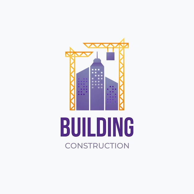 Vector gratuito logotipo de empresa constructora degradado