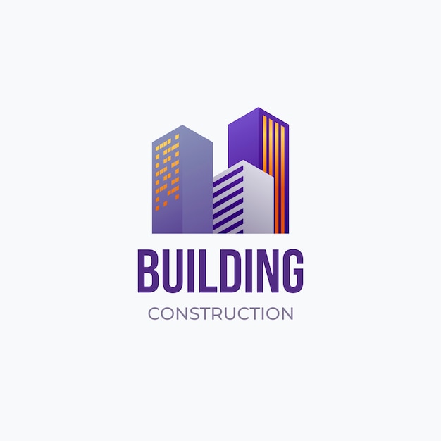 Vector gratuito logotipo de empresa constructora degradado