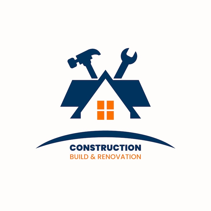 Vector gratuito logotipo de empresa constructora de diseño plano.