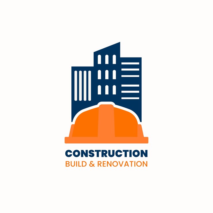 Vector gratuito logotipo de empresa constructora de diseño plano.